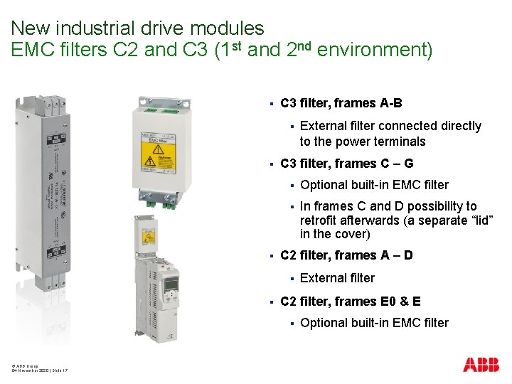 New industrial drive modules EMC filters C 2 and C 3 (1 st and