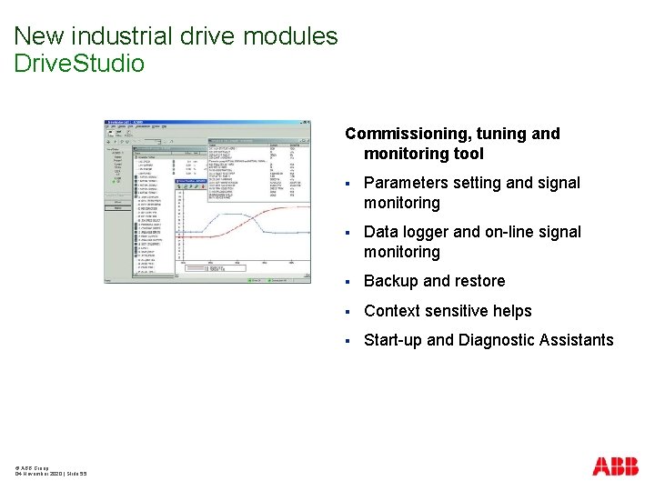 New industrial drive modules Drive. Studio Commissioning, tuning and monitoring tool © ABB Group