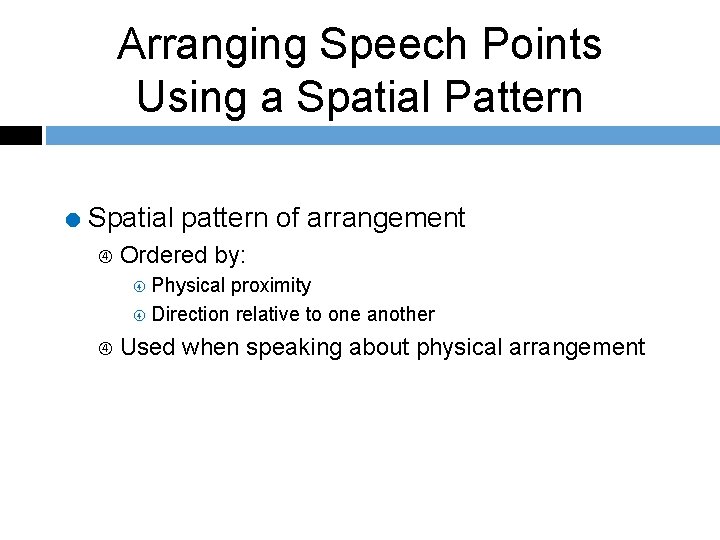 Arranging Speech Points Using a Spatial Pattern = Spatial pattern of arrangement Ordered by: