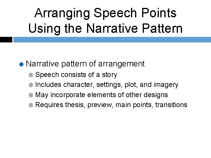 Arranging Speech Points Using the Narrative Pattern = Narrative pattern of arrangement Speech consists