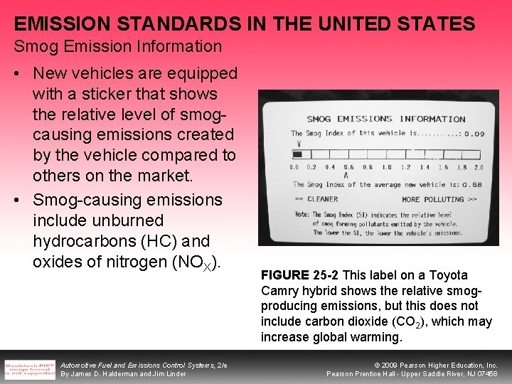 EMISSION STANDARDS IN THE UNITED STATES Smog Emission Information • New vehicles are equipped