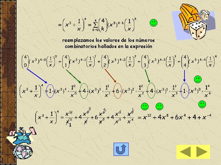 reemplazamos los valores de los números combinatorios hallados en la expresión 8 1 4