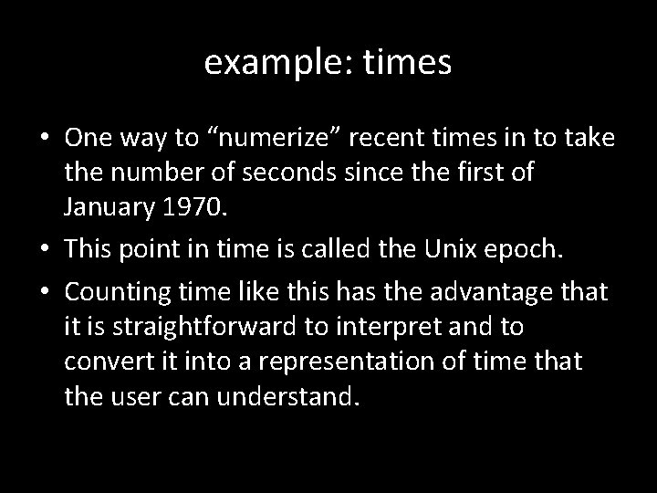 example: times • One way to “numerize” recent times in to take the number example: times • One way to “numerize” recent times in to take the number