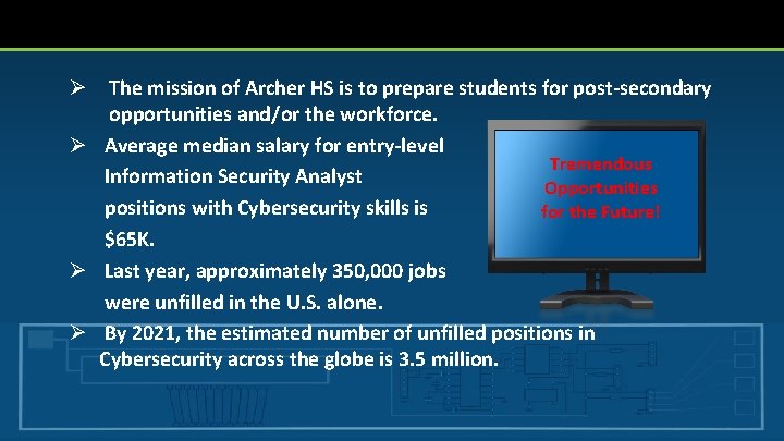 Ø The mission of Archer HS is to prepare students for post-secondary opportunities and/or