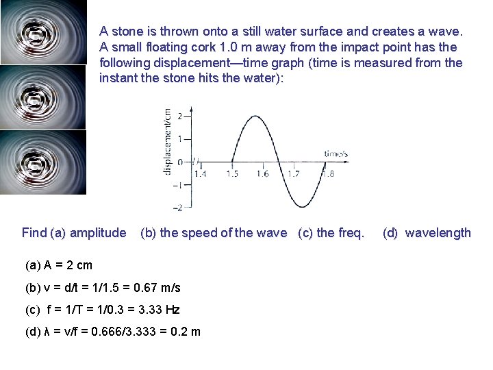 A stone is thrown onto a still water surface and creates a wave. A