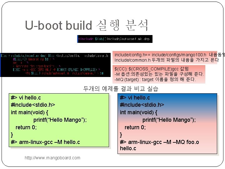 U-boot build 실행 분석 include/config. h== include/configs/mango 100. h 내용동일 Include/common. h 두개의 파일의