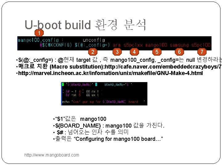 U-boot build 환경 분석 1 2 3 4 5 6 7 • $(@: _config=)