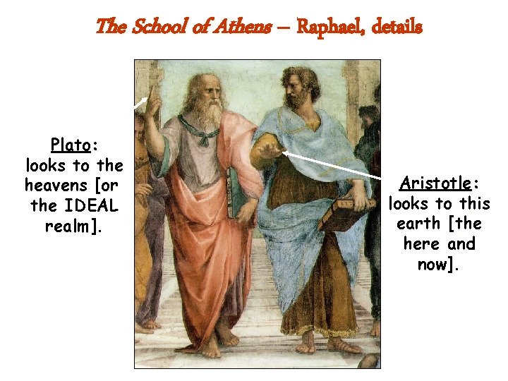 The School of Athens – Raphael, details Plato: looks to the heavens [or the