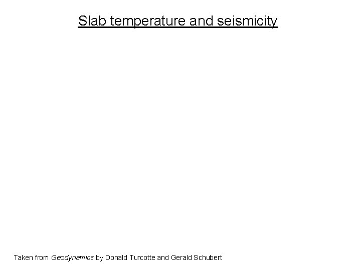 Slab temperature and seismicity Taken from Geodynamics by Donald Turcotte and Gerald Schubert 