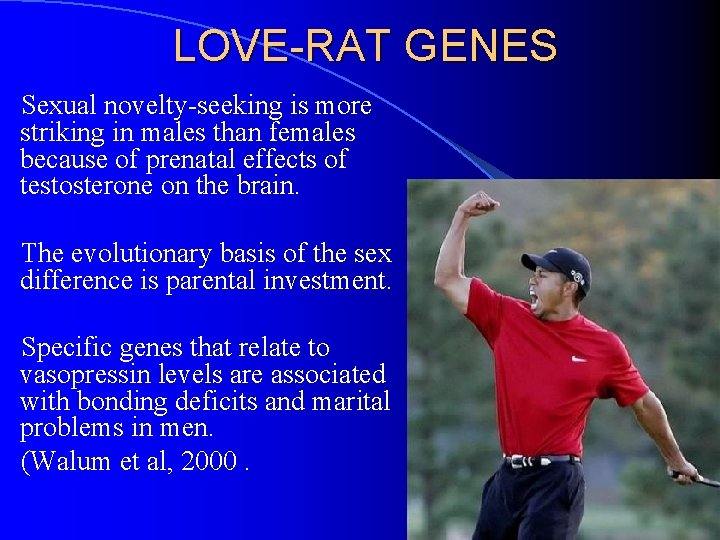 LOVE-RAT GENES Sexual novelty-seeking is more striking in males than females because of prenatal