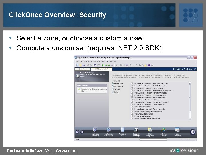 Click. Once Overview: Security • Select a zone, or choose a custom subset •