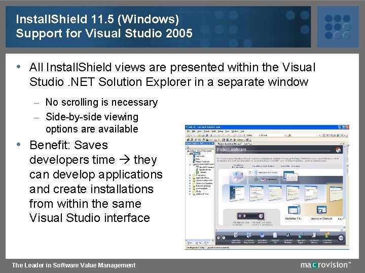 Install. Shield 11. 5 (Windows) Support for Visual Studio 2005 • All Install. Shield