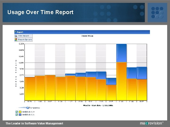 Usage Over Time Report The Leader in Software Value Management 