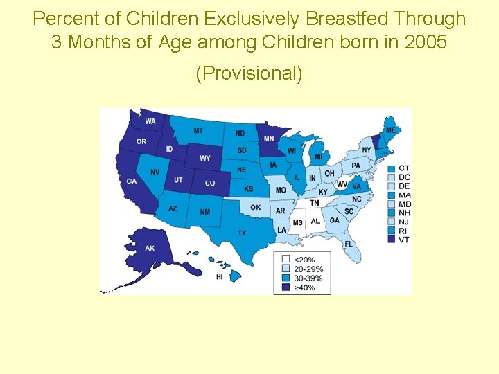 Percent of Children Exclusively Breastfed Through 3 Months of Age among Children born in