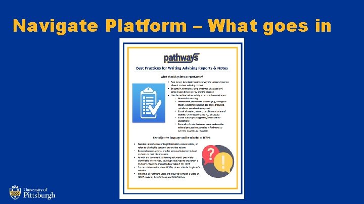 Navigate Platform – What goes in 