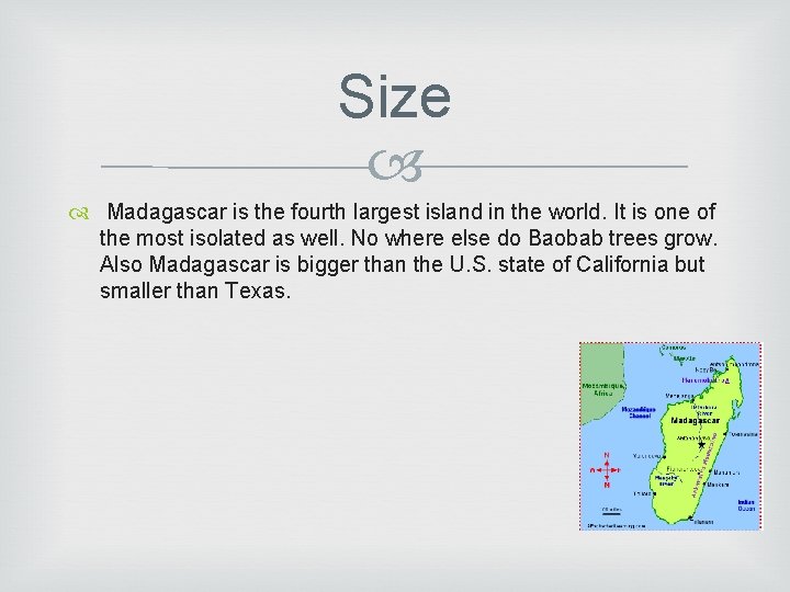 Size Madagascar is the fourth largest island in the world. It is one of