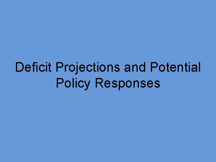 Deficit Projections and Potential Policy Responses 
