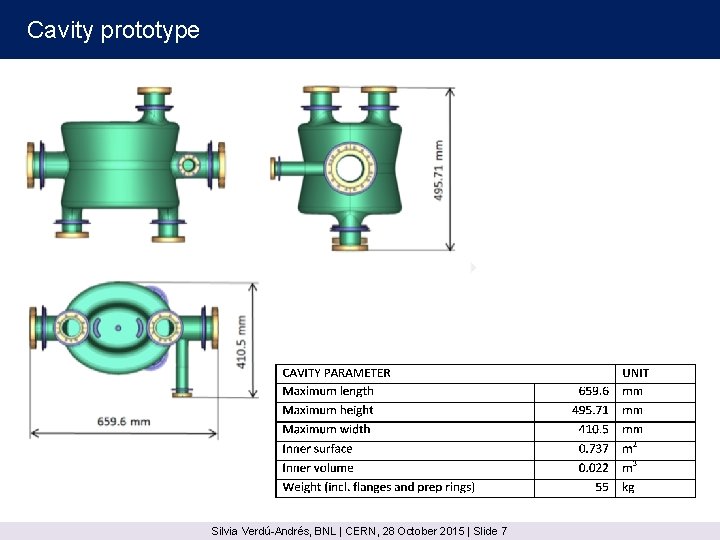 Cavity prototype Silvia Verdú-Andrés, BNL | CERN, 28 October 2015 | Slide 7 