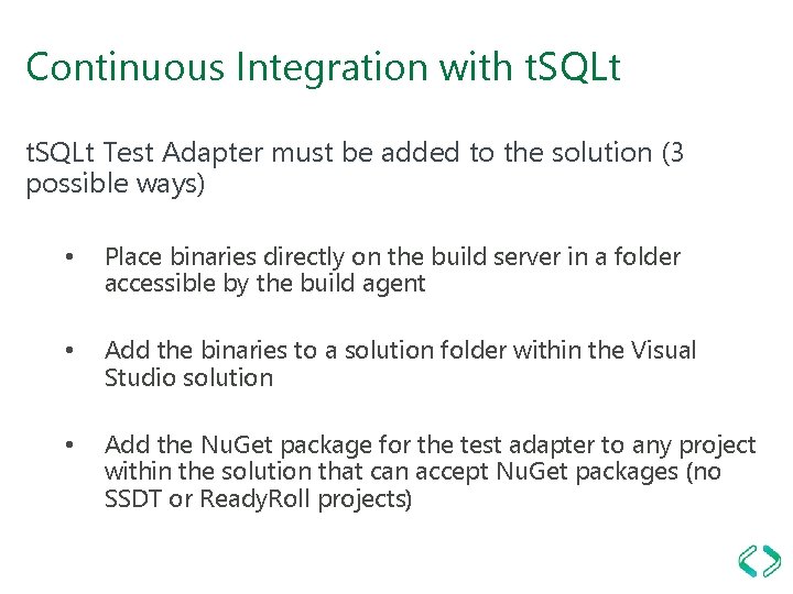 Continuous Integration with t. SQLt Test Adapter must be added to the solution (3