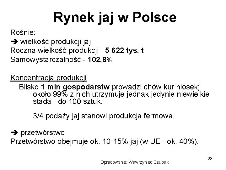Rynek jaj w Polsce Rośnie: wielkość produkcji jaj Roczna wielkość produkcji - 5 622