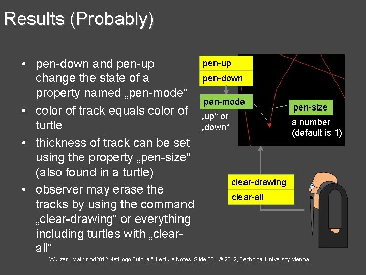 Results (Probably) • pen-down and pen-up change the state of a property named „pen-mode“