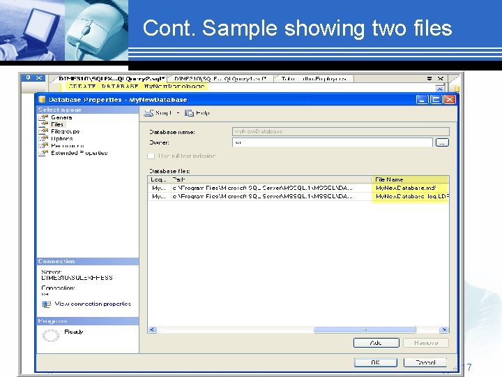 Cont. Sample showing two files 17 