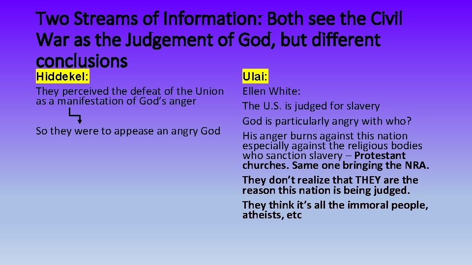 Two Streams of Information: Both see the Civil War as the Judgement of God,