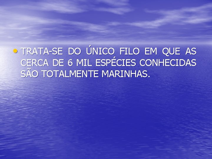  • TRATA-SE DO ÚNICO FILO EM QUE AS CERCA DE 6 MIL ESPÉCIES
