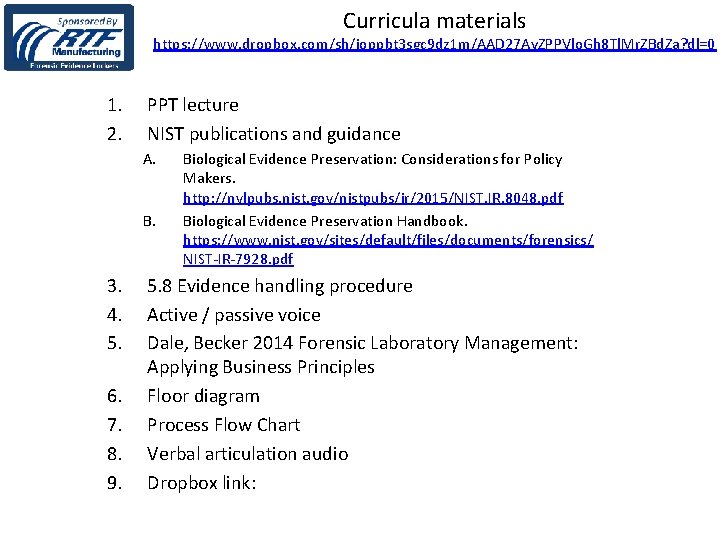 Curricula materials https: //www. dropbox. com/sh/joppbt 3 sgc 9 dz 1 m/AAD 27 Ay.