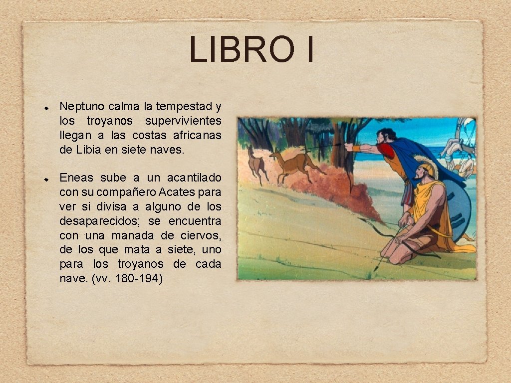 LIBRO I Neptuno calma la tempestad y los troyanos supervivientes llegan a las costas