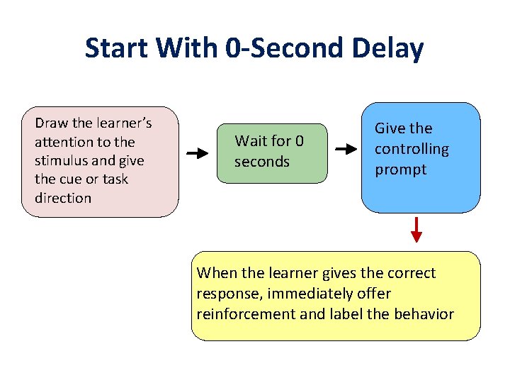 Start With 0 -Second Delay Draw the learner’s attention to the stimulus and give