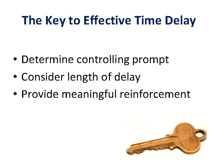 The Key to Effective Time Delay • Determine controlling prompt • Consider length of