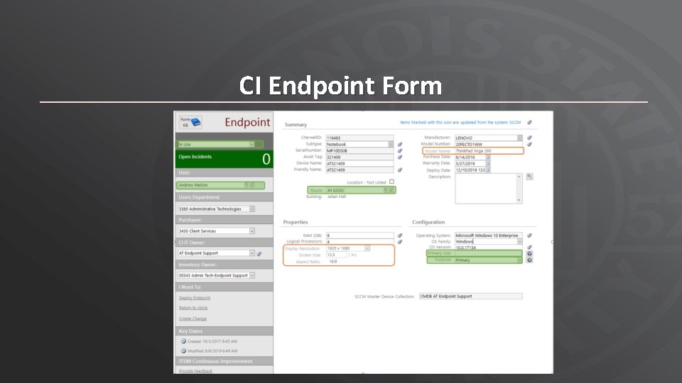 CI Endpoint Form 