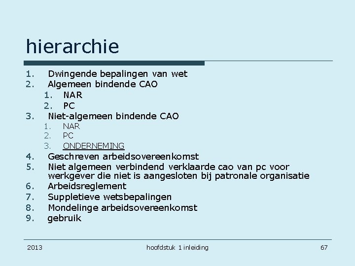 hierarchie 1. 2. 3. 4. 5. 6. 7. 8. 9. 2013 Dwingende bepalingen van