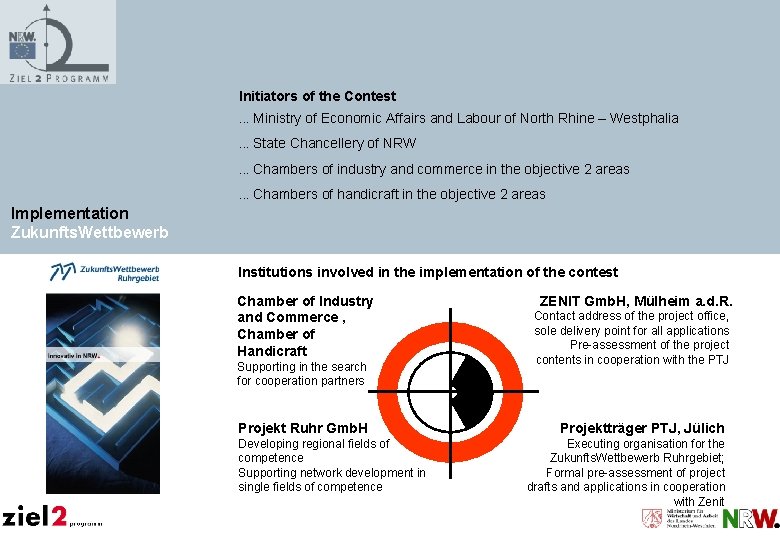 Initiators of the Contest. . . Ministry of Economic Affairs and Labour of North