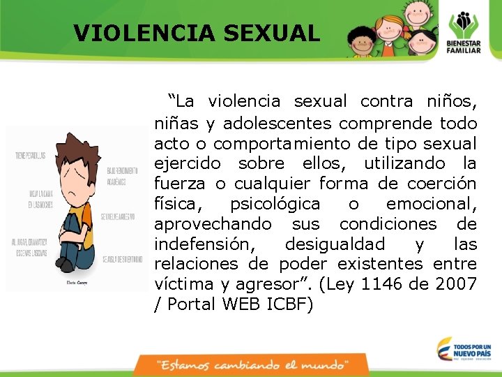  VIOLENCIA SEXUAL “La violencia sexual contra niños, niñas y adolescentes comprende todo acto