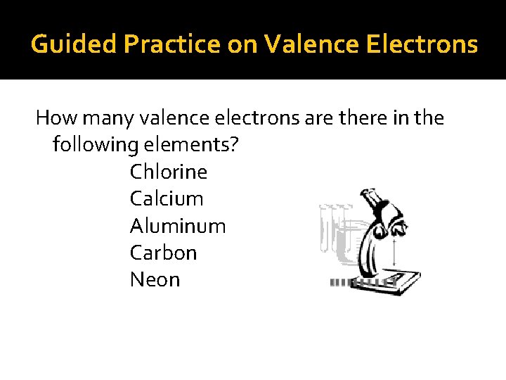 Guided Practice on Valence Electrons How many valence electrons are there in the following