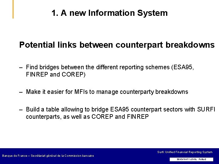 1. A new Information System Potential links between counterpart breakdowns – Find bridges between