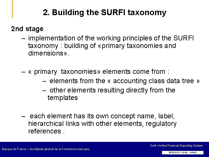 2. Building the SURFI taxonomy 2 nd stage – implementation of the working principles