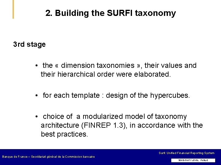 2. Building the SURFI taxonomy 3 rd stage • the « dimension taxonomies »