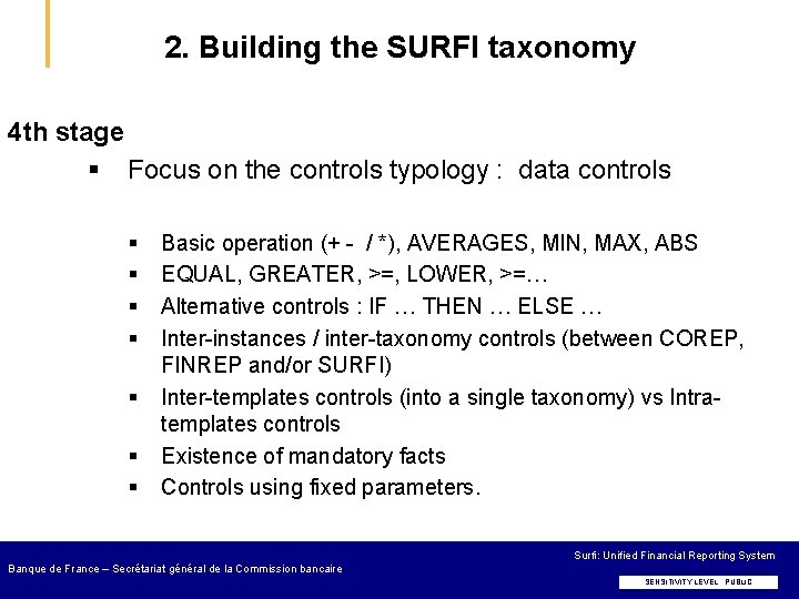2. Building the SURFI taxonomy 4 th stage § Focus on the controls typology