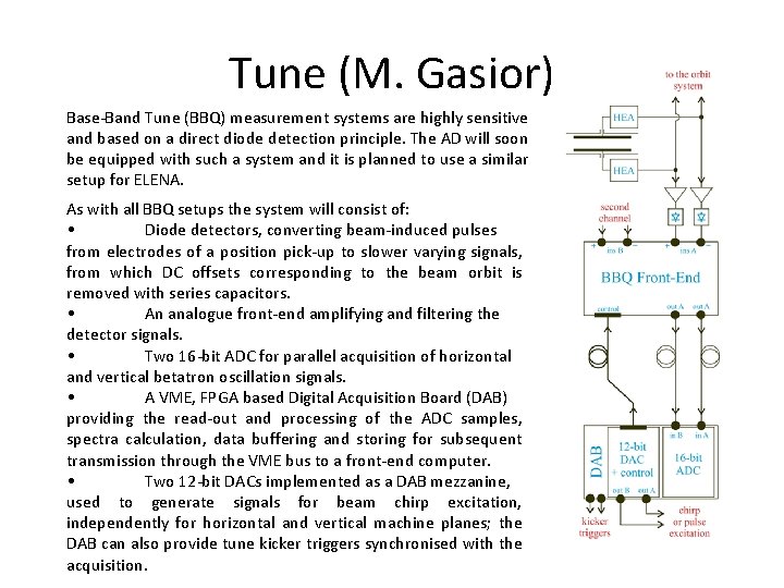 Tune (M. Gasior) Base-Band Tune (BBQ) measurement systems are highly sensitive and based on