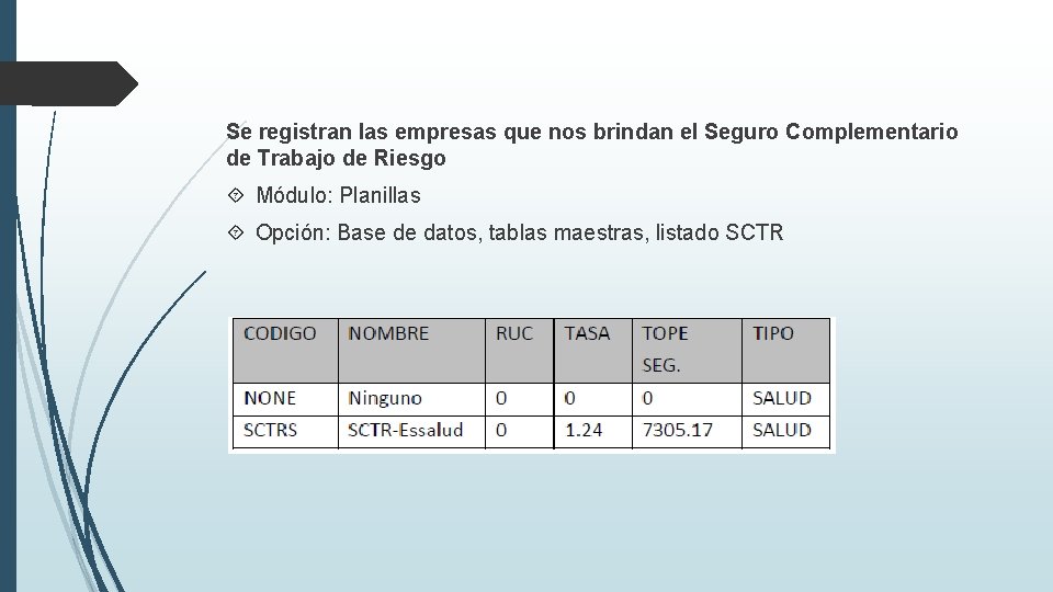 Se registran las empresas que nos brindan el Seguro Complementario de Trabajo de Riesgo