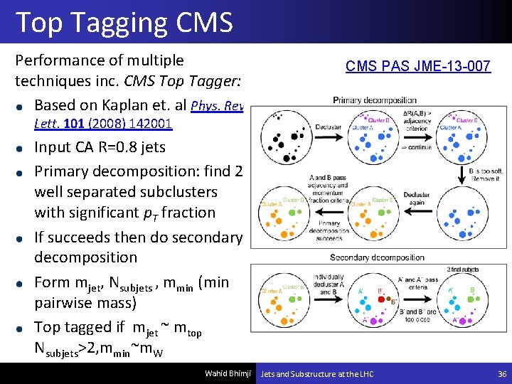 Top Tagging CMS Performance of multiple techniques inc. CMS Top Tagger: Based on Kaplan