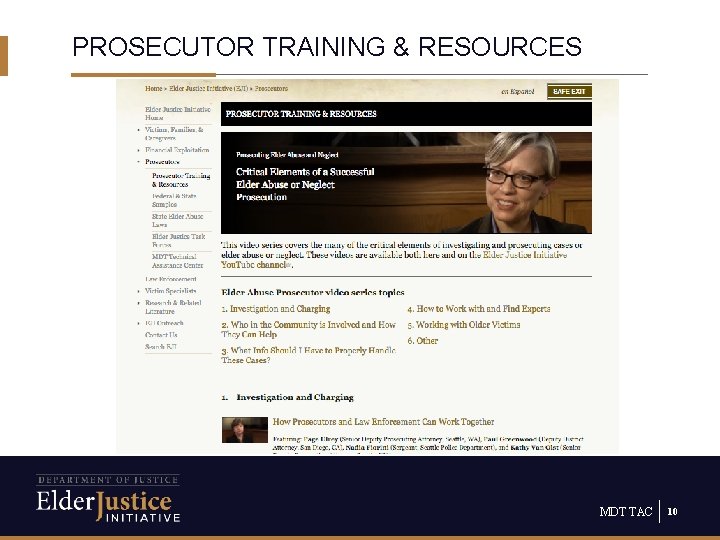 PROSECUTOR TRAINING & RESOURCES MDT TAC 10 