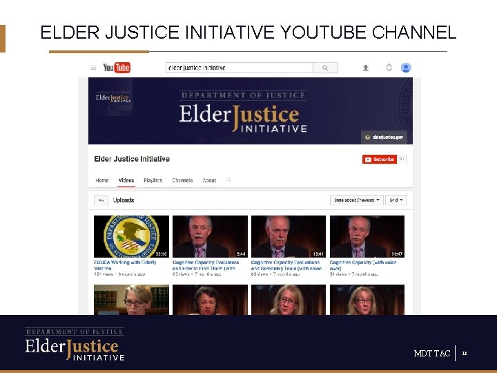 ELDER JUSTICE INITIATIVE YOUTUBE CHANNEL MDT TAC 12 