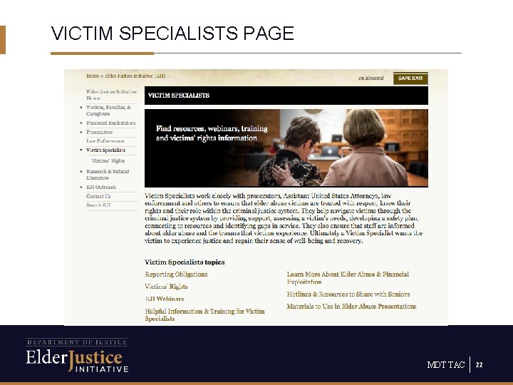 VICTIM SPECIALISTS PAGE MDT TAC 22 