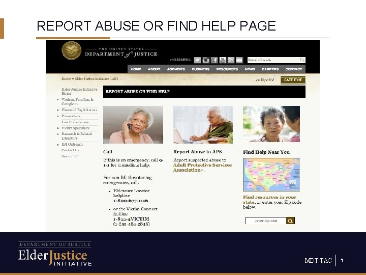 REPORT ABUSE OR FIND HELP PAGE MDT TAC 7 