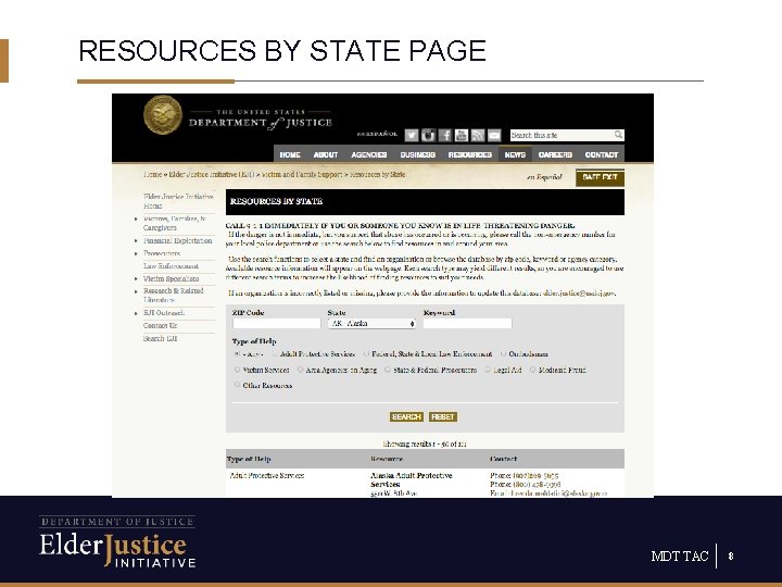 RESOURCES BY STATE PAGE MDT TAC 8 