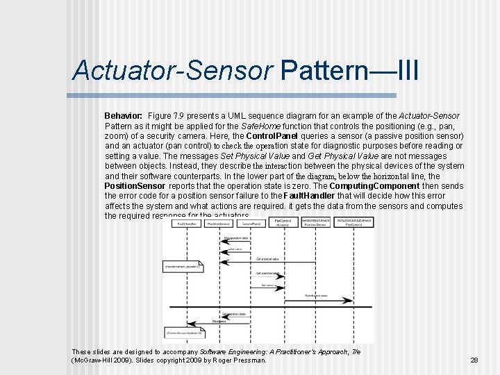 Actuator-Sensor Pattern—III Behavior: Figure 7. 9 presents a UML sequence diagram for an example Actuator-Sensor Pattern—III Behavior: Figure 7. 9 presents a UML sequence diagram for an example